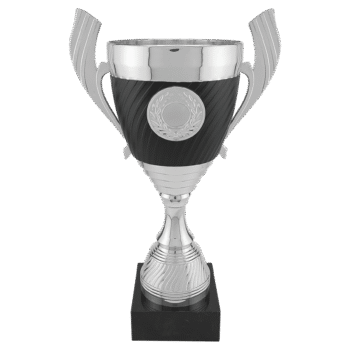 Black Completed Plastic Cup Trophy with Black Marble Base