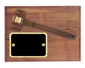 Gavel Corporate Plaque Genuine Walnut