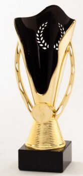 Gold & Silver Plastic Cup W/2" Mylar Holder On Genuine Black Marble Base