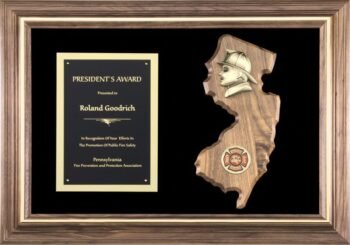 Solid American Walnut New Jersey Fireman Plaque