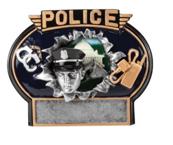 Full Color Sculpted Resin Plate - Police