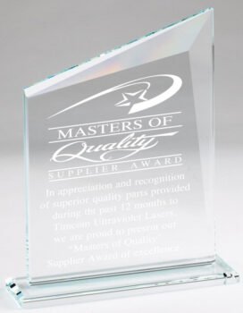 Crystal Edge Wedge On Glass Base