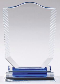 Shield Etched Edge Large On Blue And Clear Crystal Base