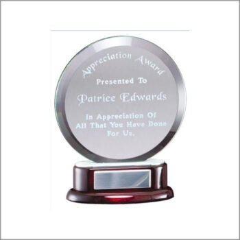 Circle Glass With Rosewood Base