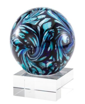 Blue Swirl Globe Art Glass