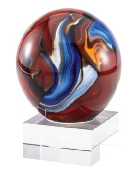 Red Blue Swirl Globe Art Glass
