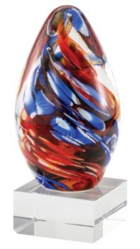 Orange Blue Teardrop Art Glass