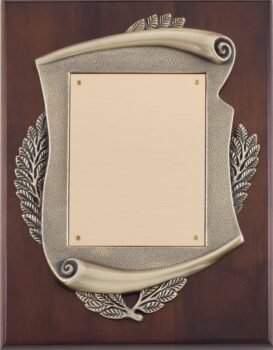 Genuine Walnut Plaque with Satin Finish and Metal Casting