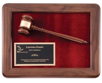 Genuine Walnut Frame Gavel Plaque