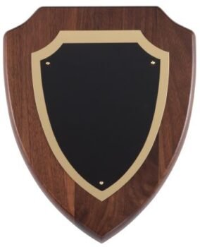 Genuine Walnut Shield  Plaque with Satin Finish