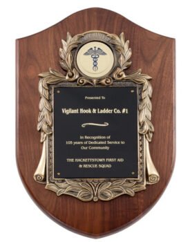 Genuine Walnut Plaque with Metal Casting with Black Engraving Plate