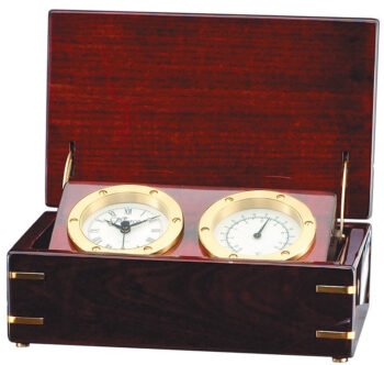Clock and Thermometer in Rosewood Piano Finish Box