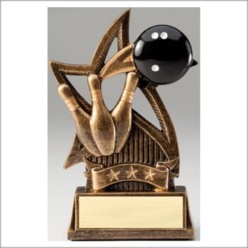 Star Series Sculpted Antique Gold Resin Trophy -Bowling