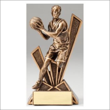 Checkmate Series Sculpted Antique Gold Resin Trophy -Basketball Male