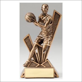 Checkmate Series Sculpted Antique Gold Resin Trophy -Basketball Female