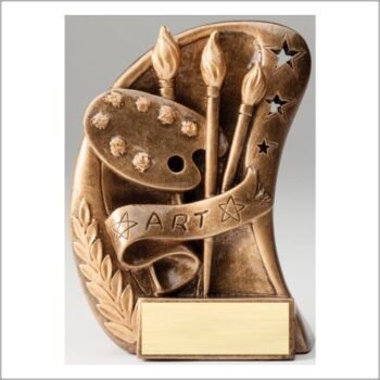 Curve Action Series Sculpted Antique Gold Resin Trophy -Art