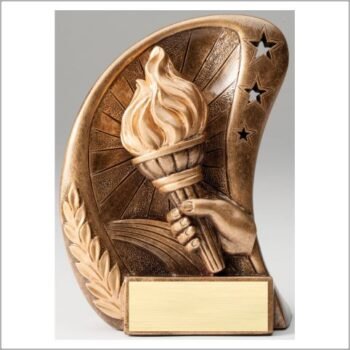 Curve Action Series Sculpted Antique Gold Resin Trophy -Victory