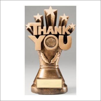 Premium Scultped Antique Gold Resin Trophy -Thank You