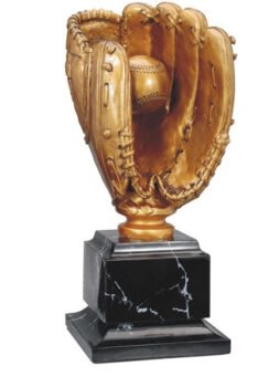 Gold Baseball Glove on Marble Base