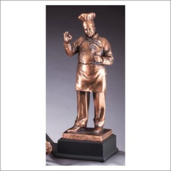 Elegant Series Sculpted Antique Bronze Resin Trophy -Chef Male