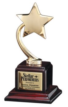 Gold Star On Wood Base