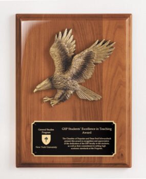 Walnut Piano Finish Eagle Plaque
